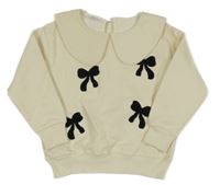 Smotanová mikina s mašľami a golierom Zara