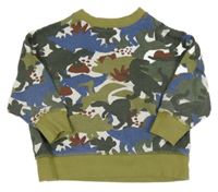 Zeleno-bielo-kaki-modrá mikina s diny John Lewis