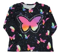 Čierno-farebné tričko s motýlikmi