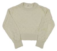 Smotanový perforovaný crop sveter H&M