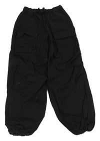 Černé plátěné cargo cuff kalhoty H&M