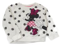 Bielo-sivá bodkovaná á mikina s Minnie Disney