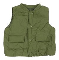 Khaki šušťáková zateplená vesta Matalan