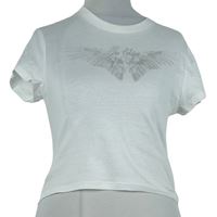 Dámske biele crop tričko s potlačou zn. H&M