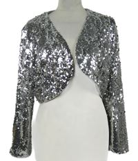 Nové - Dámské stříbrné flitrové bolerko Allegra K