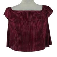 Dámská vínová plisovaná crop halenka s lodičkovým výstřihem Tally Weijl 