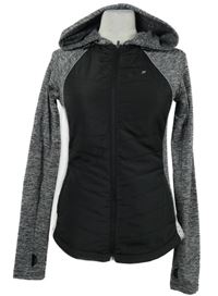 Dámská černo-šedá sportovní propínací mikina s kapucí Workout 