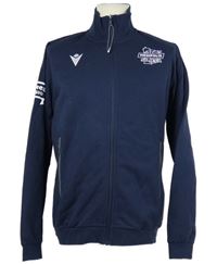 Pánská tmavomodrá propínací mikina s nápisy Macron 