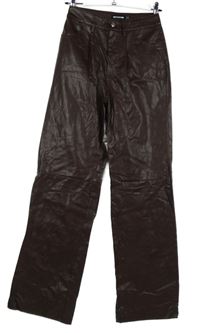 Dámske hnedé koženkové široké nohavice PrettyLittle Thing