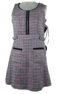 Dámské růžovo-modré melírované pletené šaty Next 