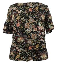 Dámska čierna kvetovaná blúzka H&M