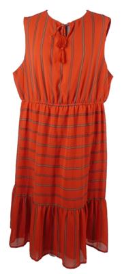 Nové - Dámské červené pruhované šifonové midi šaty TU 