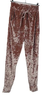 Dámske staroružové zamatové teplákové nohavice