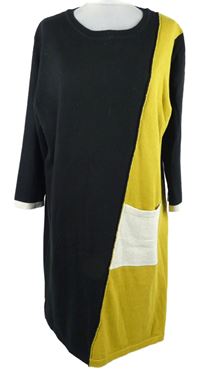 Dámské černo-okrovo-bílé svetrové šaty Roman 