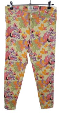 Dámské béžovo-barevné květované skinny rifle Vero Moda 