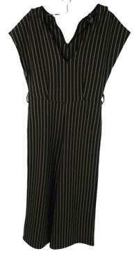 Dámsky čierno-béžový prúžkovaný nohavicový culottes overal New Look