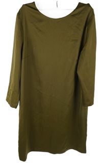 Dámske khaki saténové šaty H&M