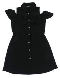 Čierne šaty s volánikom Primark