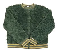 Khaki chlpatá bunda s pruhmi Zeeman