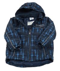 Čierno-modrá šušťáková zimná bunda s kapucňou Topolino