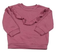 Vínová mikina s volánkem Primark