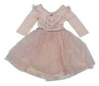 Světlerůžové šaty s kočkou a tylovou sukní Disney