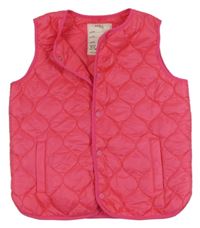 Neónově ružová šušťáková prešívaná zateplená vesta M&S