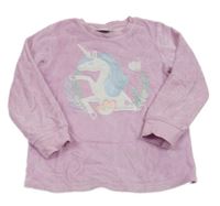 Ružová zamatová mikina s jednorožcom C&A