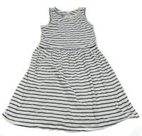Bielo-tmavomodré pruhované bavlnené šaty H&M