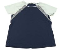 Tmavomodro-modré športové tričko s fľakmi