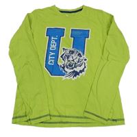 Neónově zelené tričko s písmenem a tigrom Pepperts