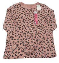 Nové - tmavoružové tričko s čierno-ružovými kvetinami Primark