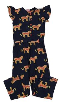 Tmavomodrý teplákový overal s šelmami 