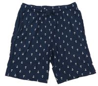 Tmavomodré teplákové kraťasy s kotvami H&M