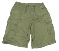 Khaki plátěné kapsáčové kraťasy H&M