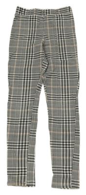Bielo-čierno-ružové kockované legíny H&M