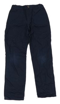Tmavomodré plátěné chino kalhoty H&M