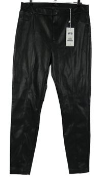 Nové - Dámské černé koženkové kalhoty Love Legins