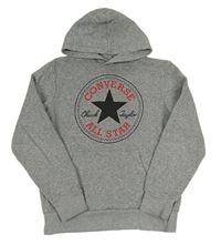 Šedá mikina s logem a kapucí Converse
