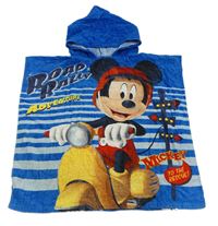 Modré froté osuškové pončo s Mickeym a kapucňou