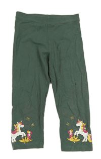 Khaki capri legíny s jednorožcami C&A