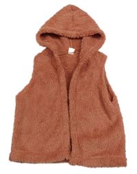 Ružový chlpatý cardigan s kapucňou