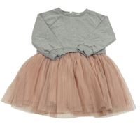 Šedo-růžové teplákovo/tylové šaty V by Very