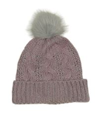 Svetloružová -sivá melírovaná pletená čapica s brmbolcom