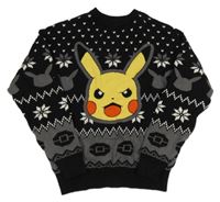 Čierno-biely vzorovaný sveter s Pikachu