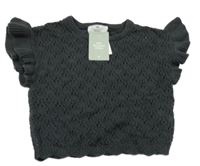 Nové - Tmavosivá perforovaná crop vesta s volánikmi H&M