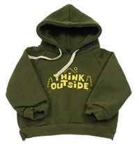 Khaki mikina s nápisom a kapucňou