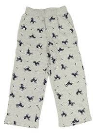 Šedé melírované tepláky s jednorožci 