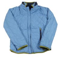 Modrá prošívaná šusťáková zateplená oboustranná bunda s ukrývací kapucí White Stuff