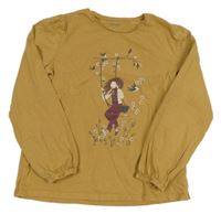 Okrové triko s holčičkou Vertbaudet 